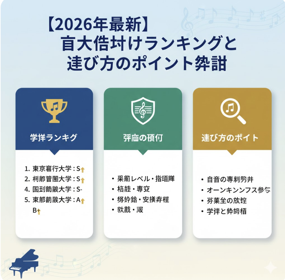 【2026年最新】音大格付けランキングと選び方のポイント解説