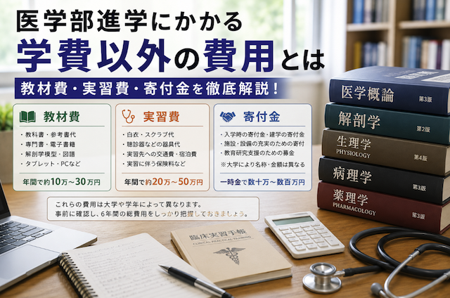 医学部進学にかかる学費以外の費用（教材費・実習費・寄付金）とは何か？詳しい内訳と節約ポイントを解説